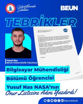 BEUN öğrencisi Yusuf Nas’tan NASA’da uluslararası başarı