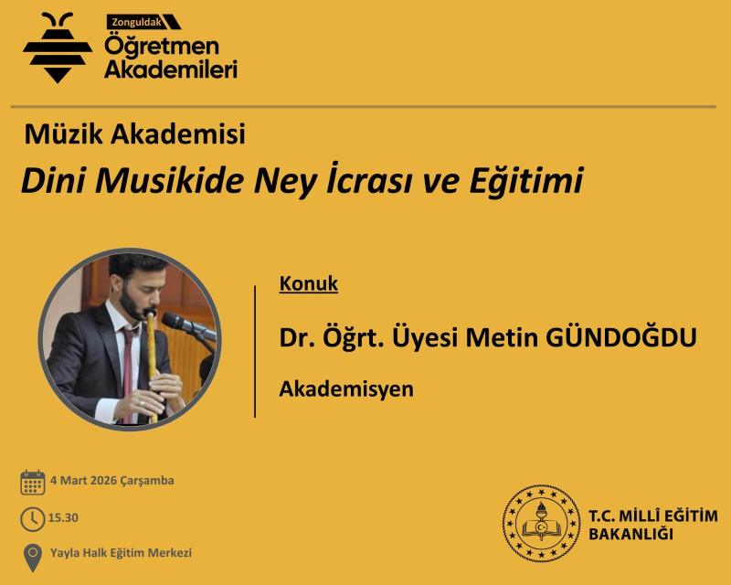 Zonguldak Müzik Akademisi’nde "Ney" eğitimi: Dr. Öğrt. Üyesi Metin Gündoğdu konuk olacak Zonguldak Müzik Akademisi’nde "Ney" eğitimi: Dr. Öğrt. Üyesi Metin Gündoğdu konuk olacak